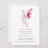 Roze balletschoenen Waterverf Birthday Party Kaart (Voorkant)