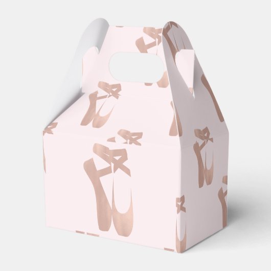 Roze Balletschoentjes Ballerina Roos Gold Party Bedankdoosjes (Voorkant Zijde)