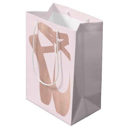 Roze Balletschoentjes Ballerina Roos Gold Party Medium Cadeauzakje (Achterkant Gekanteld)