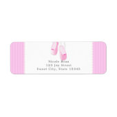 Roze balletslippers partijgebonden invitatielabels etiket (Voorkant)
