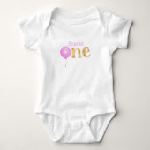 Roze ballon 1st Birthday Baby Bodysuit (Voorkant)