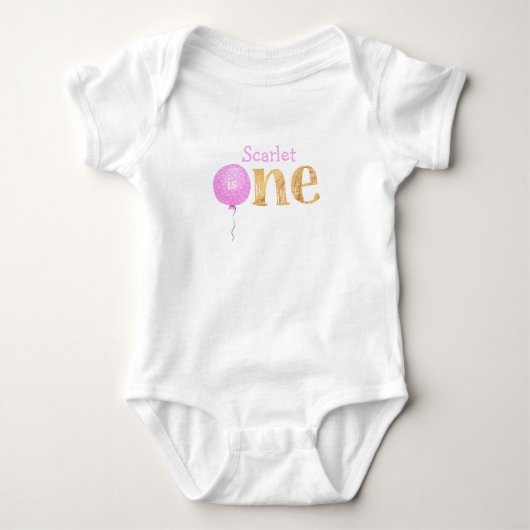 Roze ballon 1st Birthday Baby Bodysuit (Voorkant)