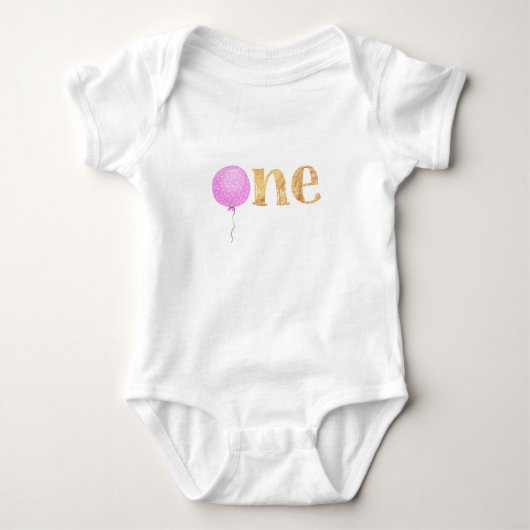 Roze ballon 1st Birthday Baby Bodysuit (Voorkant)