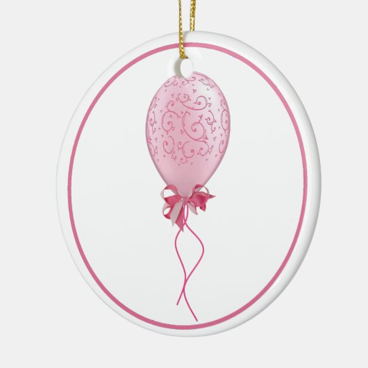 Roze ballon 2 keramisch ornament (Links)