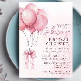 Roze Ballon Aquarel Galentines Bruiloftsborrel Kaart