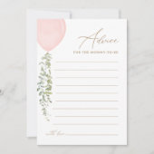 Roze Ballon Baby shower Advies Kaart (Voorkant)