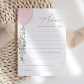 Roze Ballon Baby shower Advies Kaart