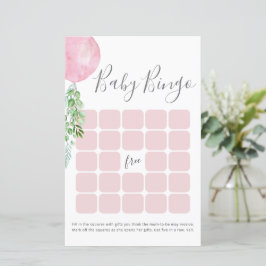Roze ballon Baby shower Bingo Game