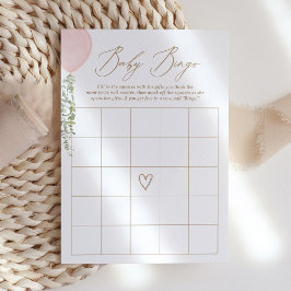 Roze ballon Baby shower Bingo Game Kaart