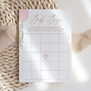 Roze ballon Baby shower Bingo Game Kaart