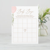 Roze ballon Baby shower Bingo Game Kaart (Staand voorkant)