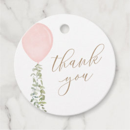 Roze ballon Baby shower Dank u Bedankjes Labels