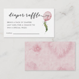 Roze ballon Baby shower Diaper Raffle Ticket Informatiekaartje