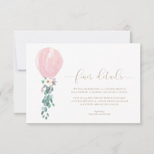 Roze Ballon Baby Shower Fijne Details Kaarten