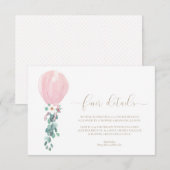 Roze Ballon Baby shower Finer Details Kaarten (Voorkant / Achterkant)