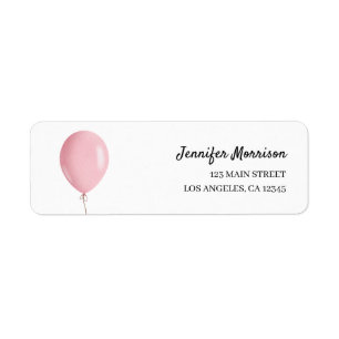 Roze Ballon Baby Shower Meisje Retouradres Etiket