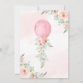 Roze ballon Baby shower Uitnodiging (Achterkant)