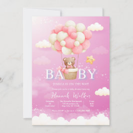 Roze ballon Beer Baby shower Kaart