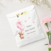 Roze ballon Beer hart Baby shower Bedankzakje (Gezegeld)