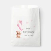 Roze ballon Beer hart Baby shower Bedankzakje (Voorkant)