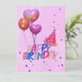 roze ballon Birthday (Staand voorkant)