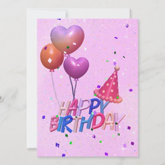 roze ballon Birthday (Voorkant)