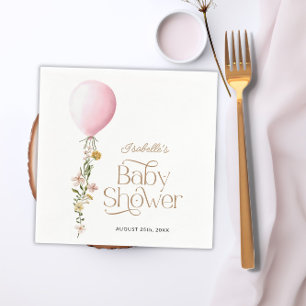 Roze Ballon Bloemen Meisje Baby shower Thema Paper Servet
