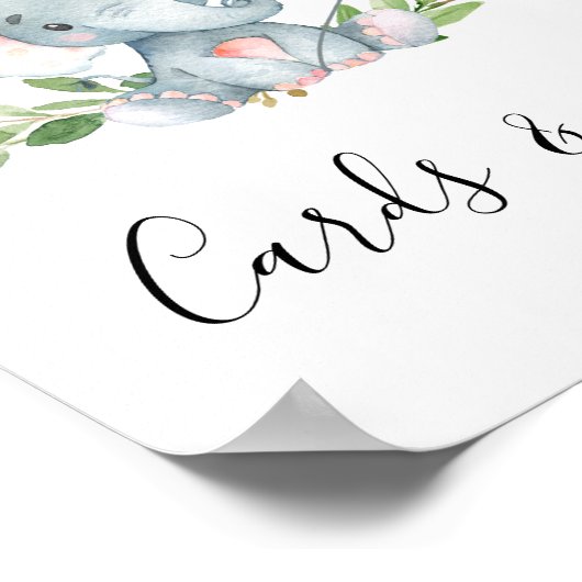 Roze ballon Elephant Baby shower Party Sign. Poster (Hoek)