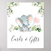 Roze ballon Elephant Baby shower Party Sign. Poster (Voorkant)