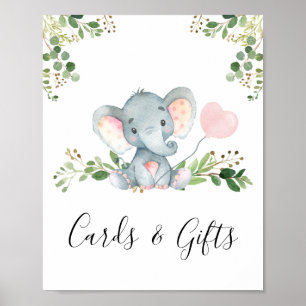 Roze ballon Elephant Baby shower Party Sign. Poster