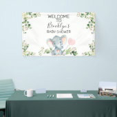 Roze ballon Elephant Foliage Baby shower Welkom Spandoek (Beurs)