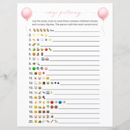Roze ballon emoji boeken Baby douche spel