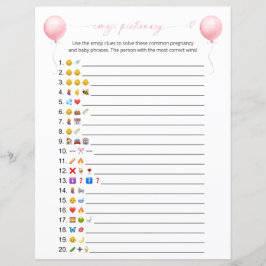 Roze Ballon Emoji Pictionary Baby Douche Spel