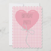 Roze ballon en Gingham Birthday Kaart (Achterkant)