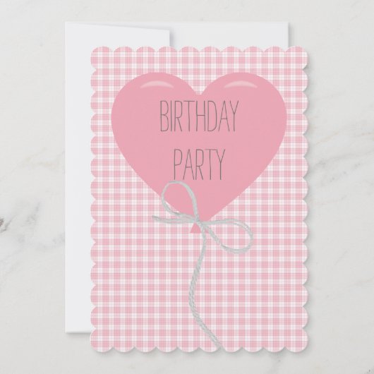 Roze ballon en Gingham Birthday Kaart (Achterkant)