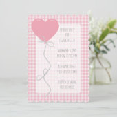 Roze ballon en Gingham Birthday Kaart (Staand voorkant)