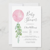 Roze ballon Eucalyptus Baby shower Kaart (Voorkant)