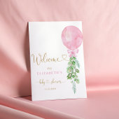 Roze ballon eucalyptus Baby shower welkom Poster