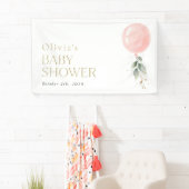 Roze ballon, Eucalyptus, Baby shower Welkom Spandoek (Insitu)