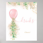 Roze ballon Eucalyptus Foliage Garland Drinken Poster (Voorkant)