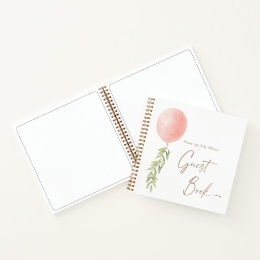 Roze ballon Eucalyptus Foliage Guest Book Notitieboek (Binnen)