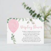 Roze ballon eucalyptus greenery display douche informatiekaartje (Staand voorkant)