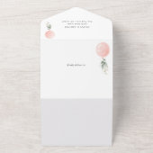 Roze ballon, Eucalyptus, Griekenland, Baby shower All In One Uitnodiging (Buitenkant)