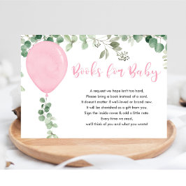 Roze ballon eucalyptus groen boeken voor baby informatiekaartje
