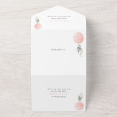 Roze ballon, eucalyptus, groen, eerste verjaardag all in one uitnodiging (Buitenkant)