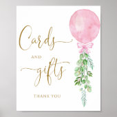 Roze Ballon Eucalyptus Kaarten en Cadeau Poster (Voorkant)