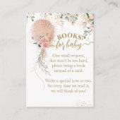 Roze Ballon Floral Eucalyptus Baby shower boeken Informatiekaartje (Voorkant)