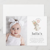 Roze ballon foto 1e verjaardagsuitnodiging voor ko kaart (Voorkant / Achterkant)