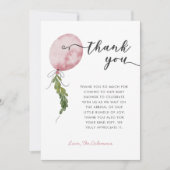 Roze Ballon Garland Baby shower Bedankkaart (Voorkant)
