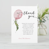 Roze Ballon Garland Baby shower Bedankkaart (Staand voorkant)